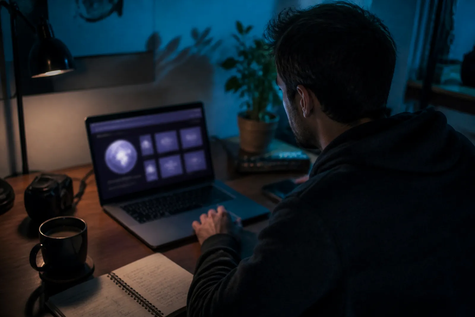 A user is focused on safely navigating Tor Onion URLs using a laptop.
